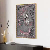 Traditional Madhubani Woman Canvas Painting
