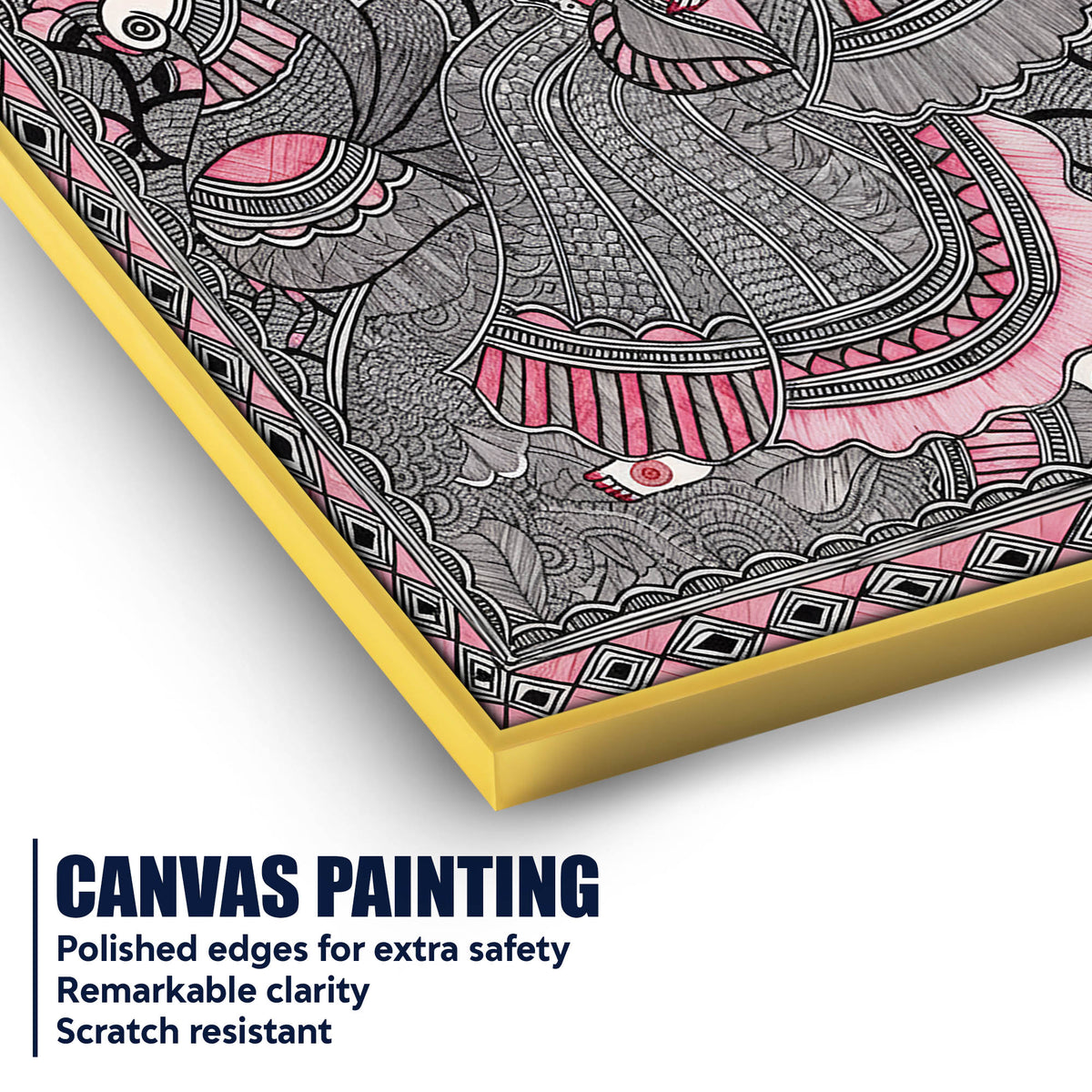Traditional Madhubani Woman Canvas Painting