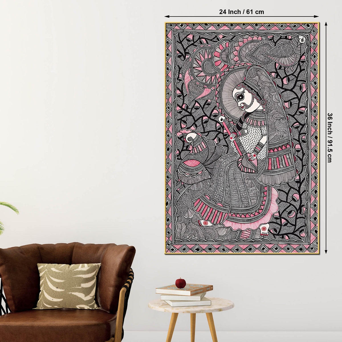 Traditional Madhubani Woman Canvas Painting