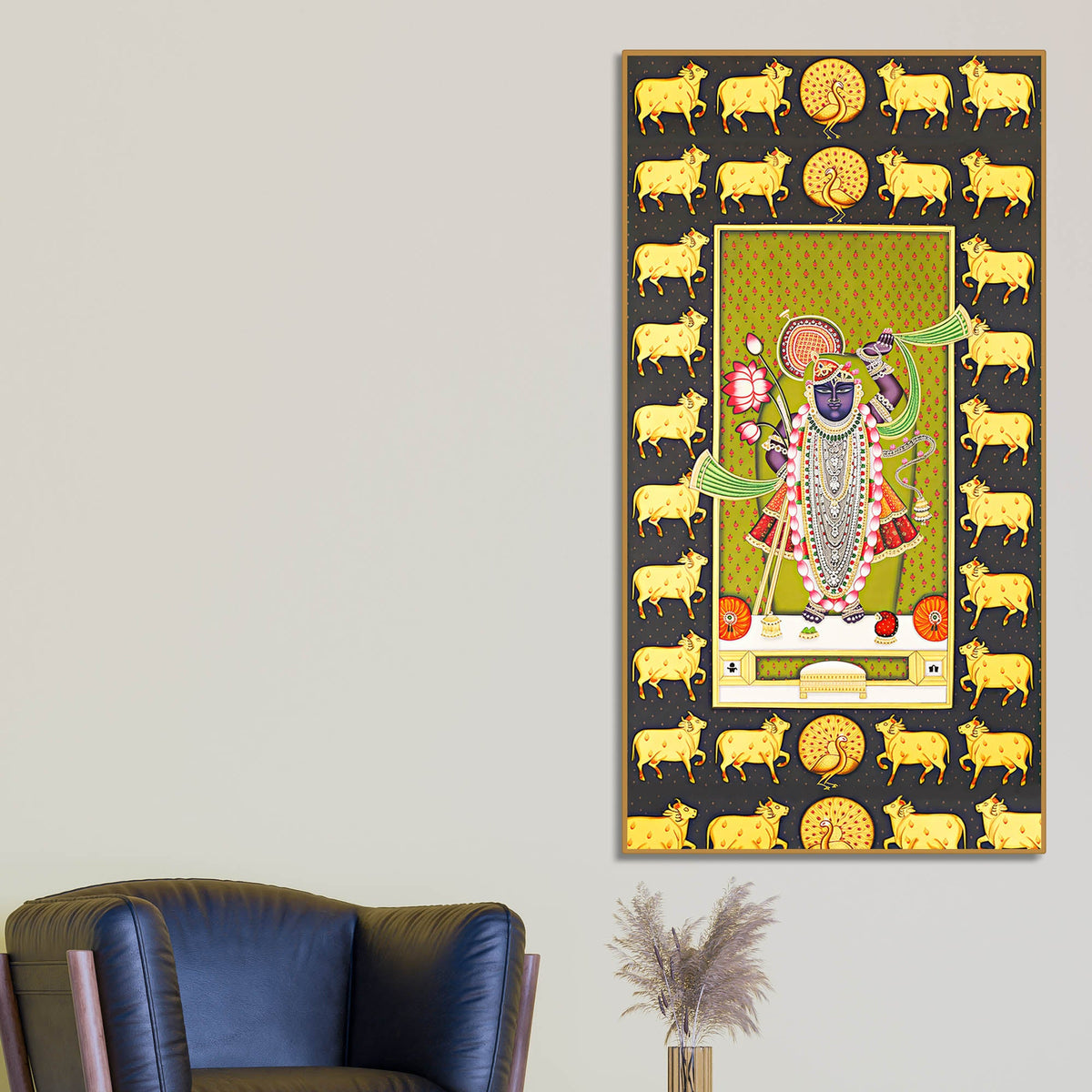 Traditional Nathdwara Shreenathji Canvas Wall Painting | Festive Home Decor