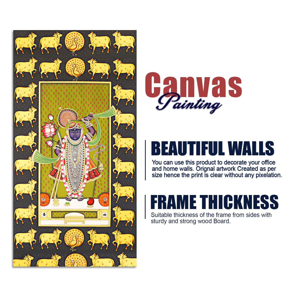 Traditional Nathdwara Shreenathji Canvas Wall Painting | Festive Home Decor