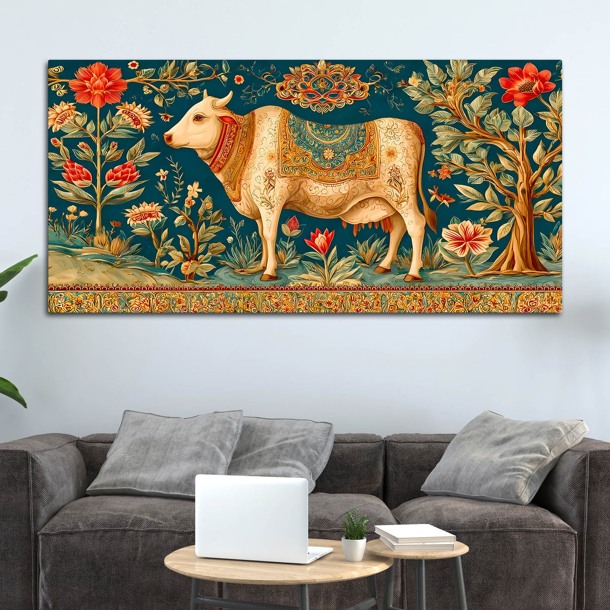 Traditional Pichwai Cow Canvas Painting | Traditional Indian Wall Art