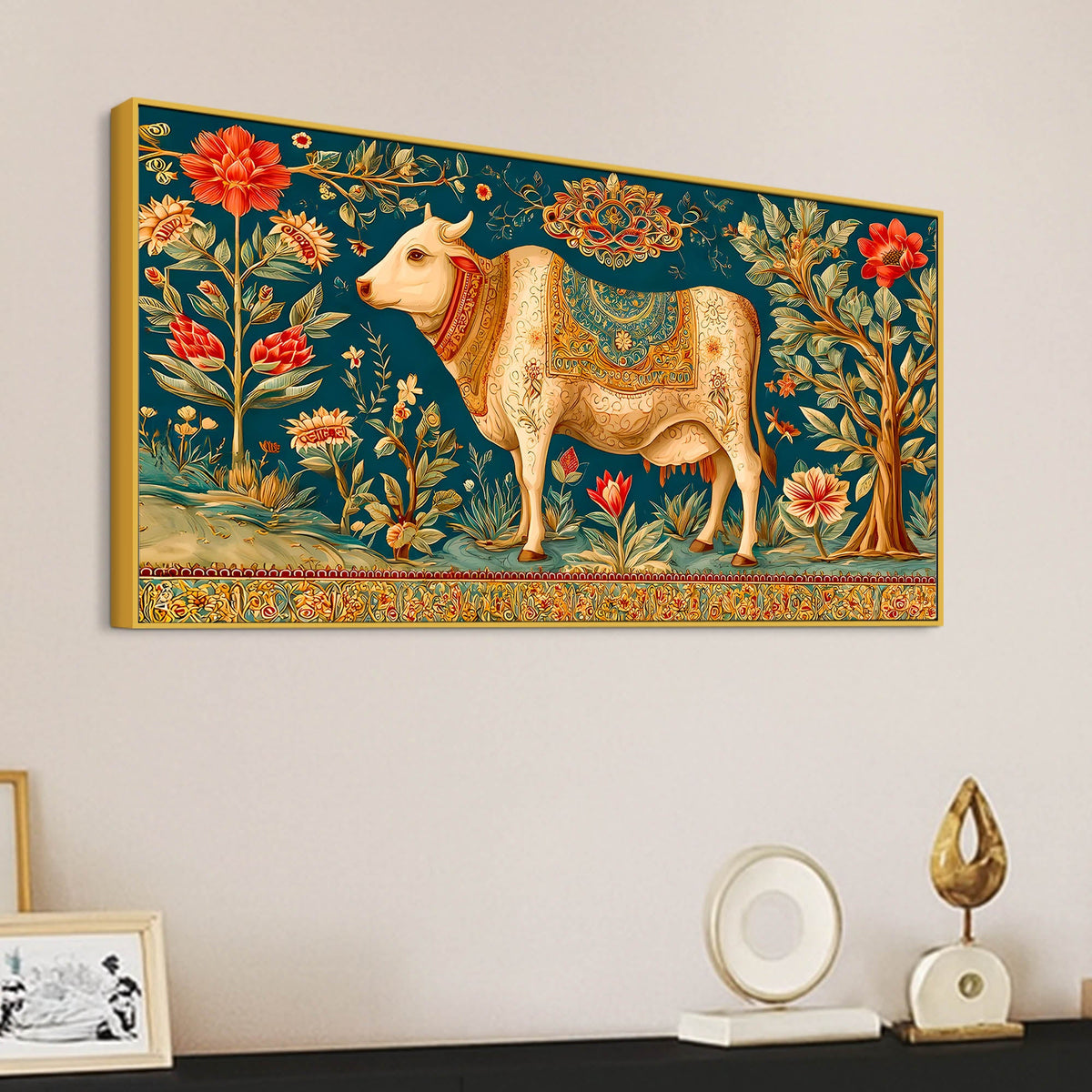 Traditional Pichwai Cow Canvas Painting | Traditional Indian Wall Art
