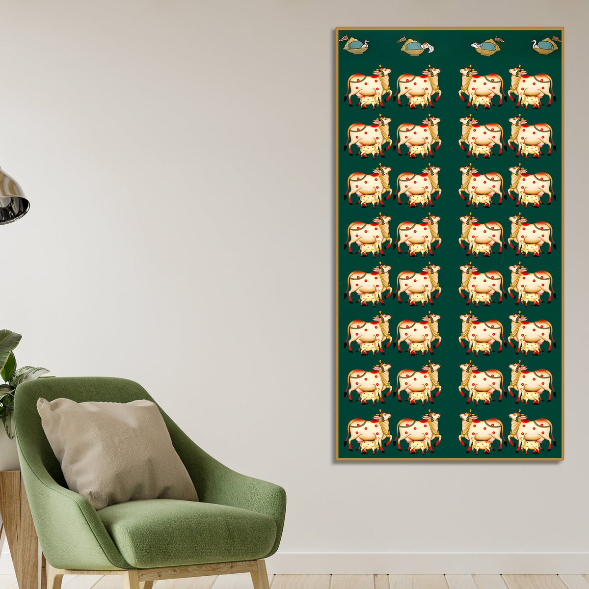 Traditional Pichwai Cow Canvas Wall Art | Ethnic Indian Décor Painting
