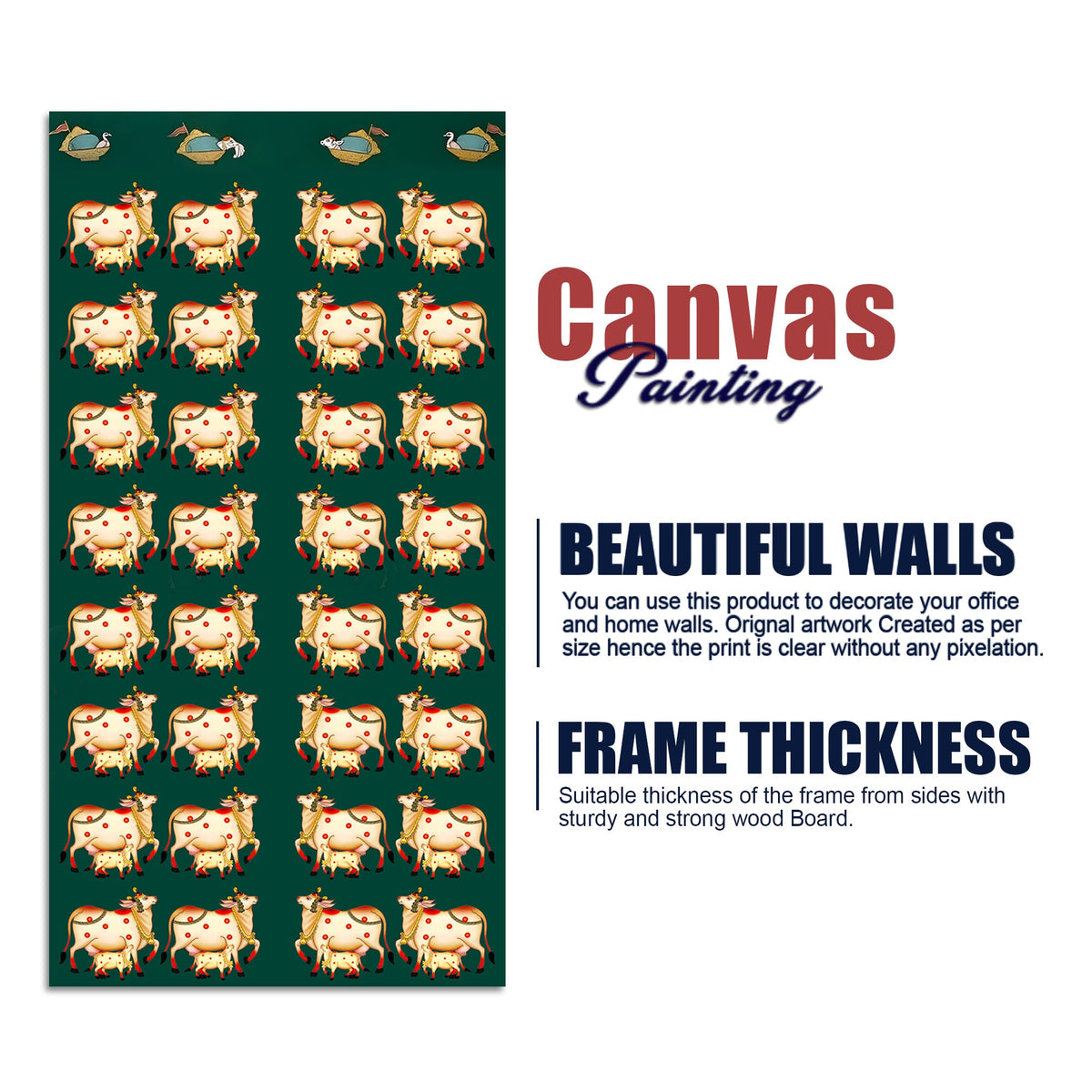 Traditional Pichwai Cow Canvas Wall Art | Ethnic Indian Décor Painting