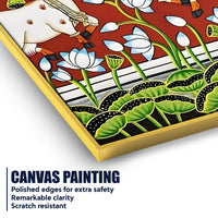 Traditional Pichwai Cow Lotus Canvas Wall Painting