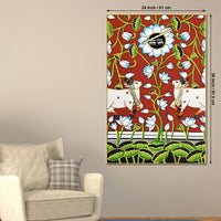 Traditional Pichwai Cow Lotus Canvas Wall Painting