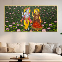 Traditional Pichwai Radha Krishna Canvas Painting | Divine Indian Wall Decor