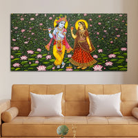 Traditional Pichwai Radha Krishna Canvas Painting | Divine Indian Wall Decor