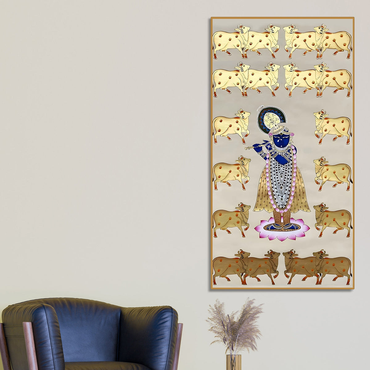 Traditional Pichwai Shrinath Ji Canvas Painting | Spiritual Wall Art
