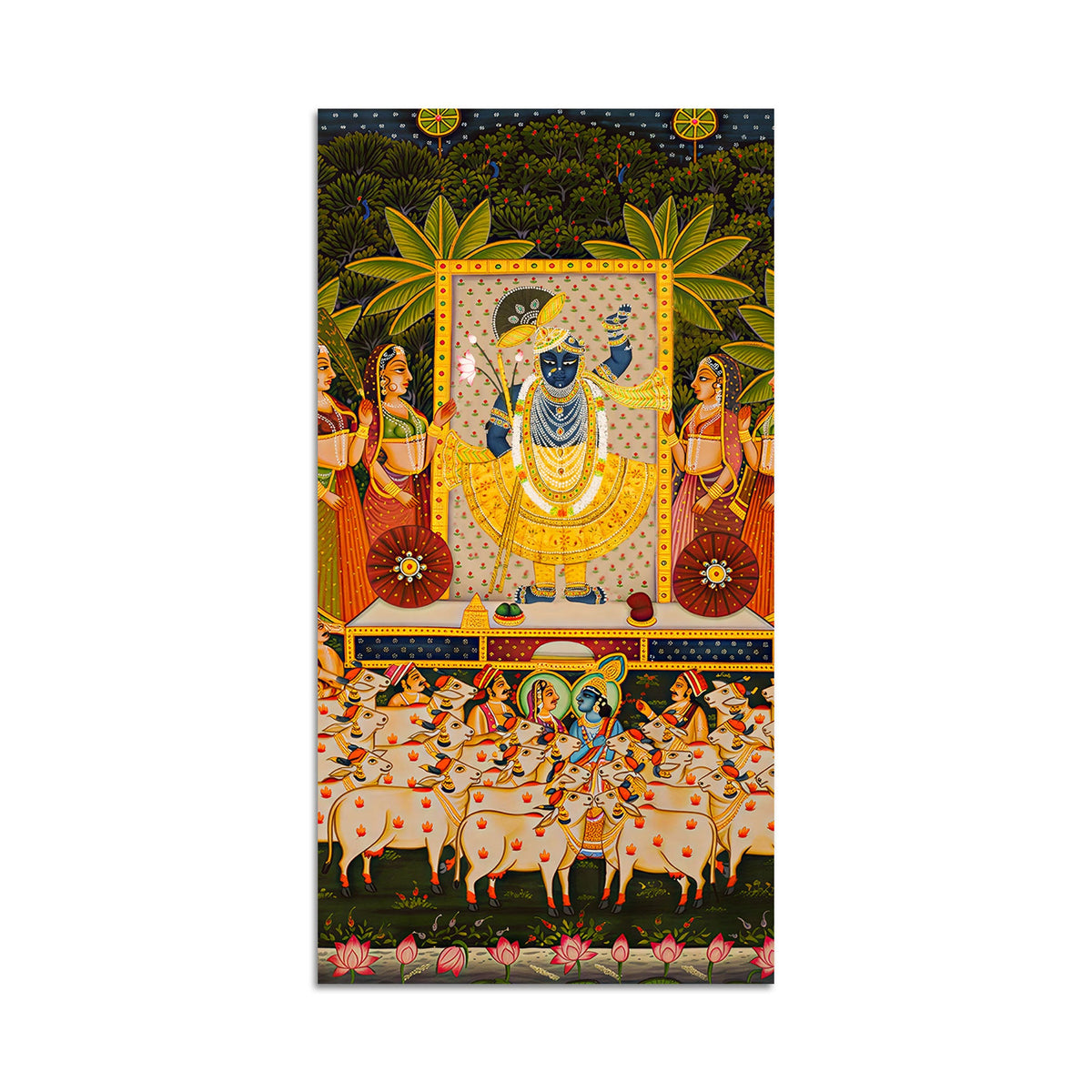 Traditional Pichwai Shrinathji Canvas Wall Painting | Living Room Spiritual Decor