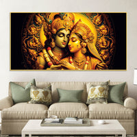 Traditional Radha Krishna Wall Painting for Spiritual Living Room