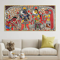 Traditional Ramayana Madhubani Canvas Wall Painting