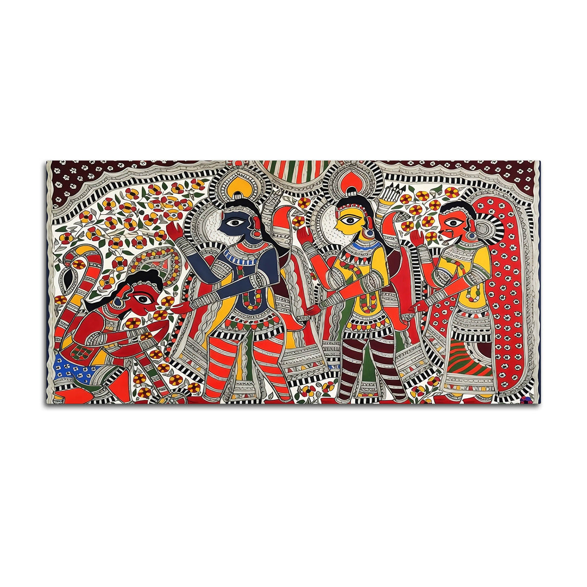 Traditional Ramayana Madhubani Canvas Wall Painting