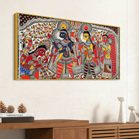 Traditional Ramayana Madhubani Canvas Wall Painting