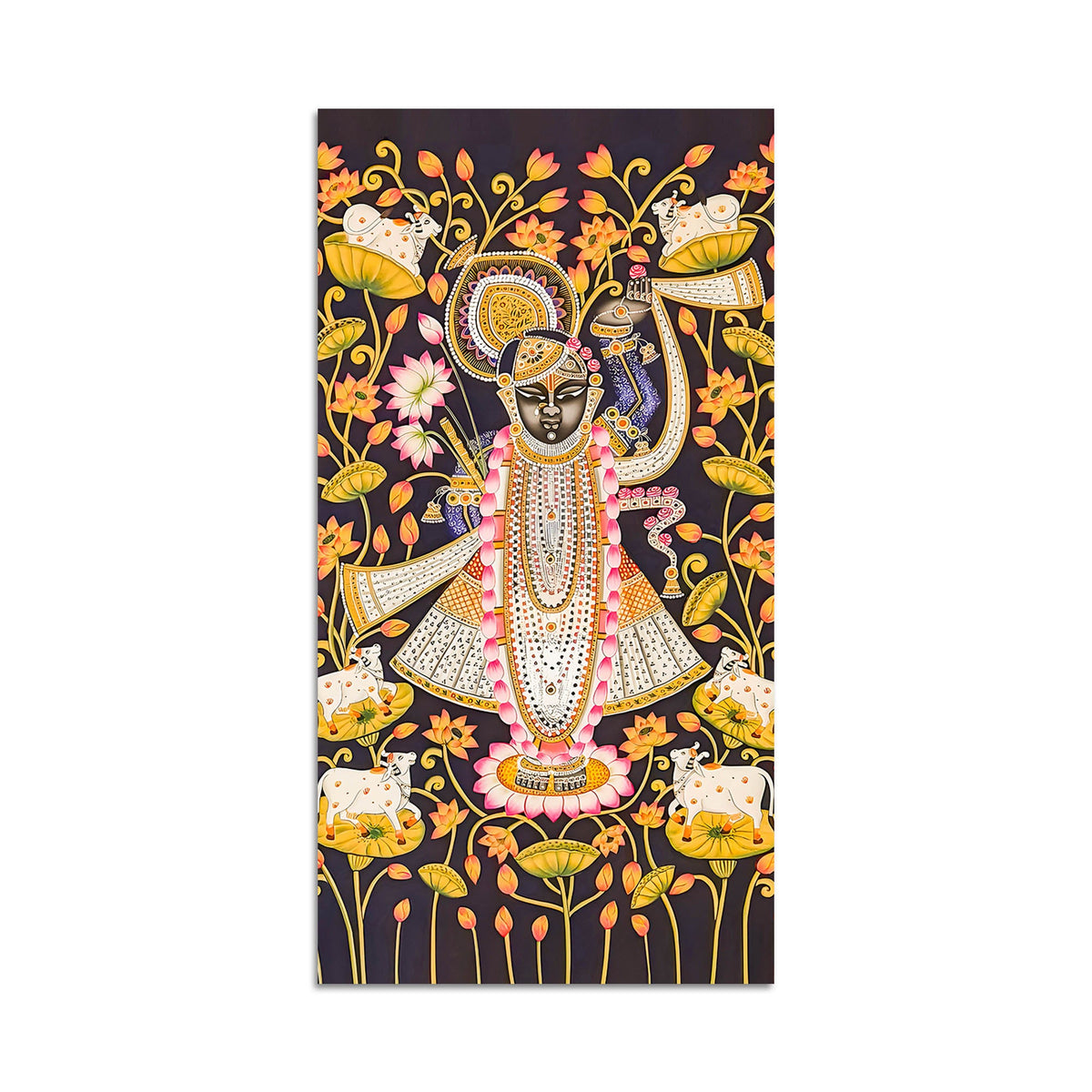 Traditional Shreenathji Canvas Wall Painting | Luxury Religious Decor