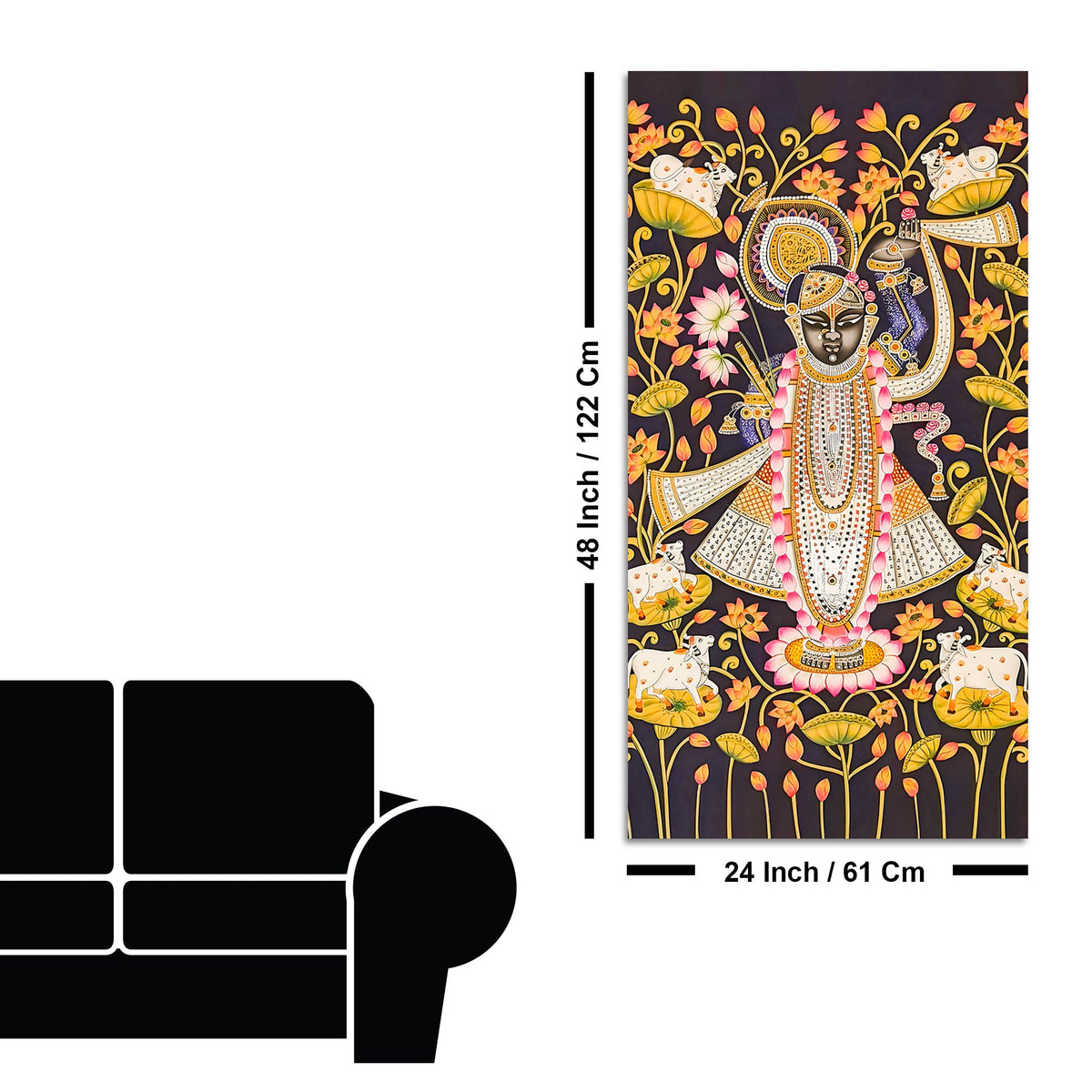 Traditional Shreenathji Canvas Wall Painting | Luxury Religious Decor