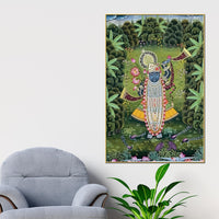 Traditional Shrinathji Pichwai Art Canvas Painting | Spiritual Wall Décor