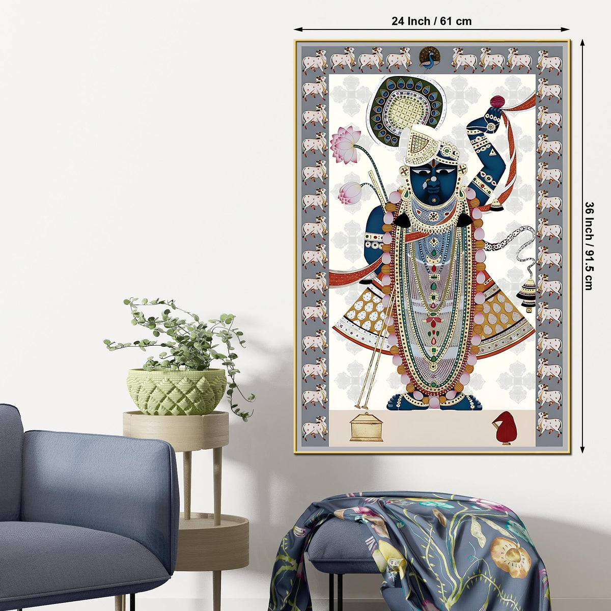 Traditional Shrinathji Pichwai Canvas Painting | Indian Spiritual Wall Décor