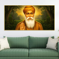 Traditional Sikh Guru Nanak Dev Ji Wall Painting for Pooja Room