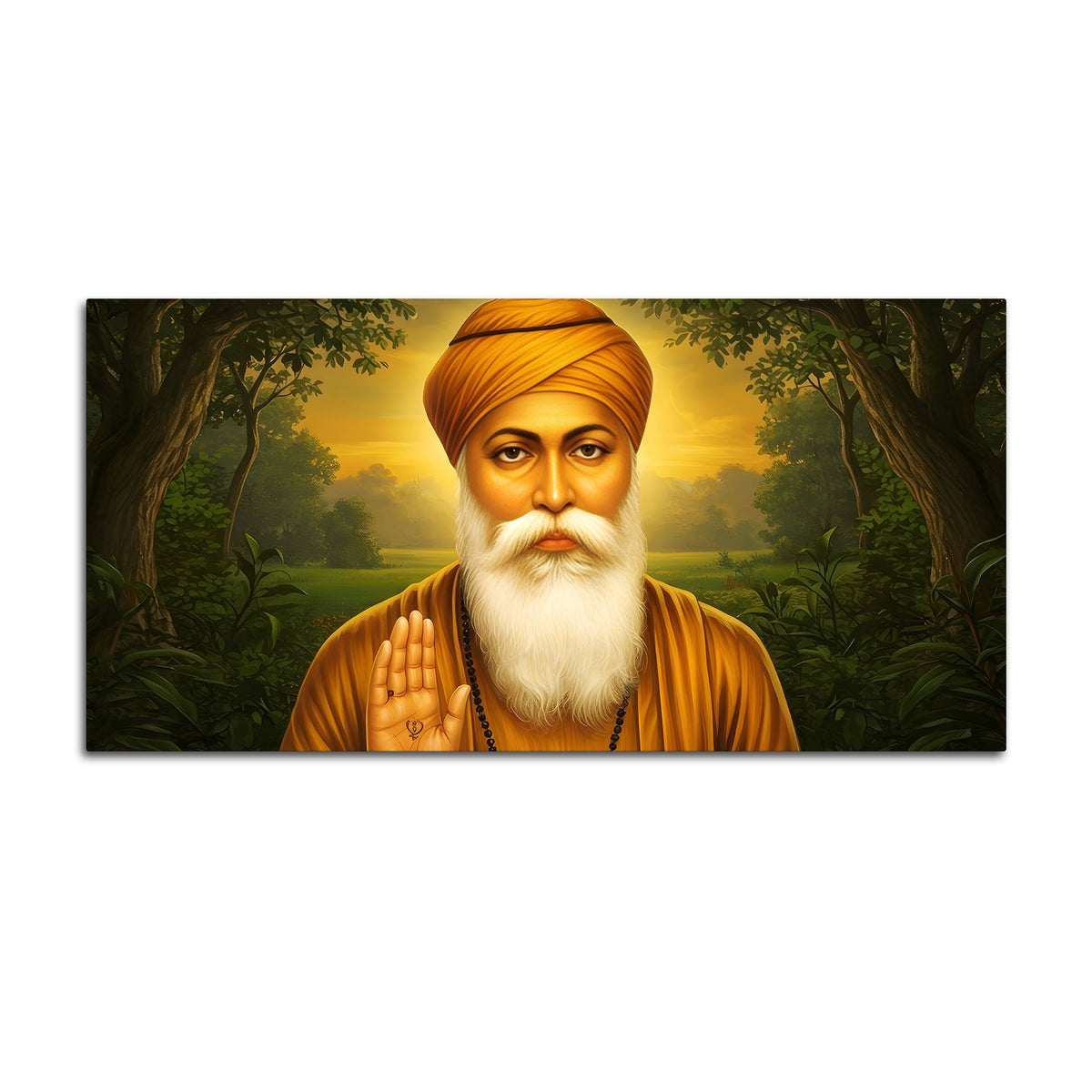 Traditional Sikh Guru Nanak Dev Ji Wall Painting for Pooja Room