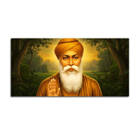 Traditional Sikh Guru Nanak Dev Ji Wall Painting for Pooja Room
