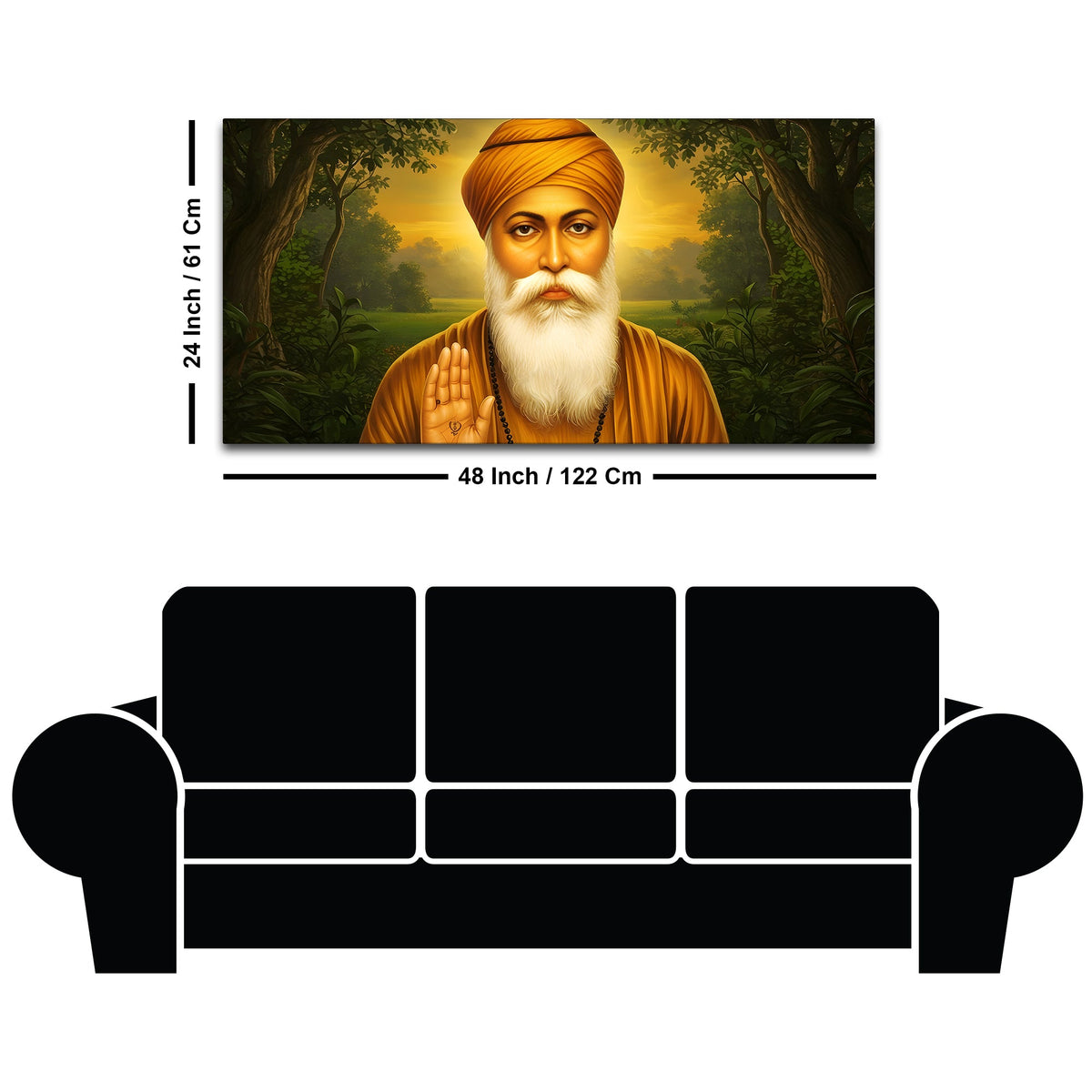 Traditional Sikh Guru Nanak Dev Ji Wall Painting for Pooja Room