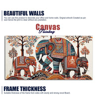 Traditional Three Artistic Elephant Art Canvas Wooden Wall Painting