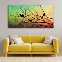 Birds on Branch Abstract Art Wall Painting