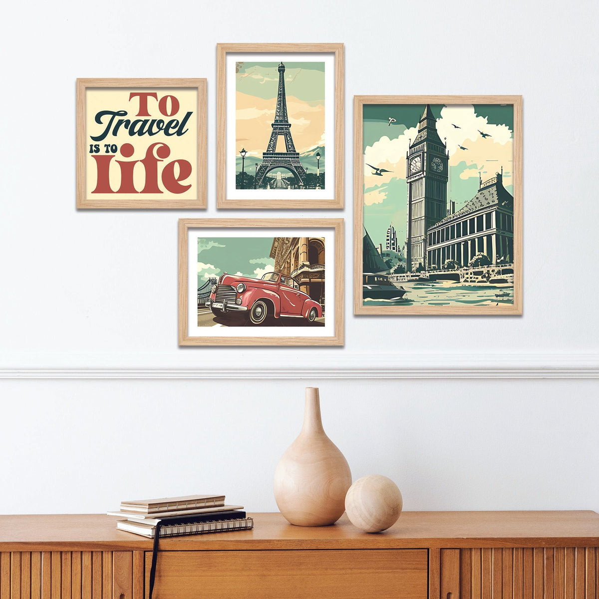 Travel is Life Beautiful Wall Frame Set of Four