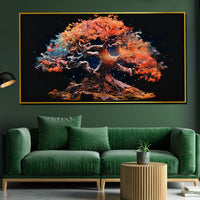 Tree of Autumn Colors Framed Crystal Glass Painting