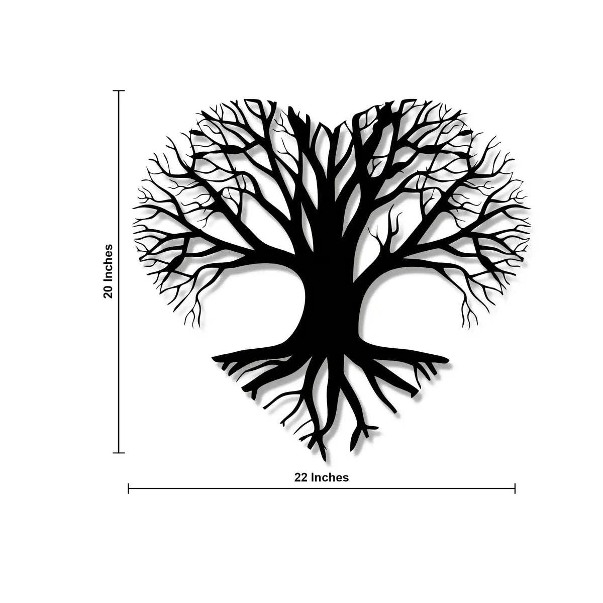 Tree of Life Heart Shape Design Metal Wall Art Decor