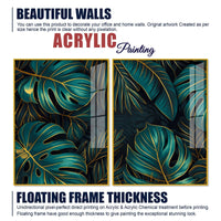 Tropical Monstera Leaves Acrylic Floating Wall Painting Set of 2