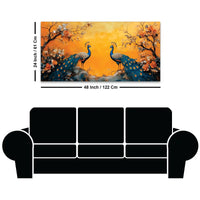 Two Marvellous Peacock Under a Golden Sky Canvas Wall Painting