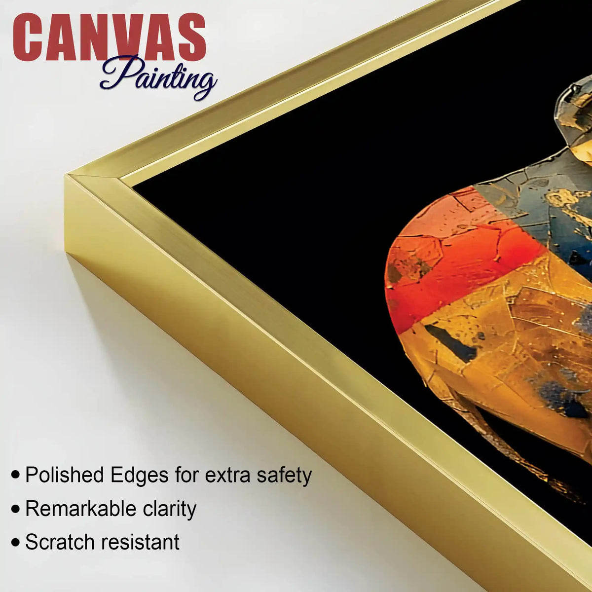 Two Sophisticated Golden Elephant Premium Canvas Wall Painting