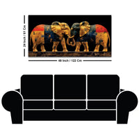 Two Sophisticated Golden Elephant Premium Canvas Wall Painting