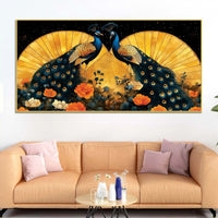 Two Sophisticated Peacocks in Bloom Canvas Wall Painting