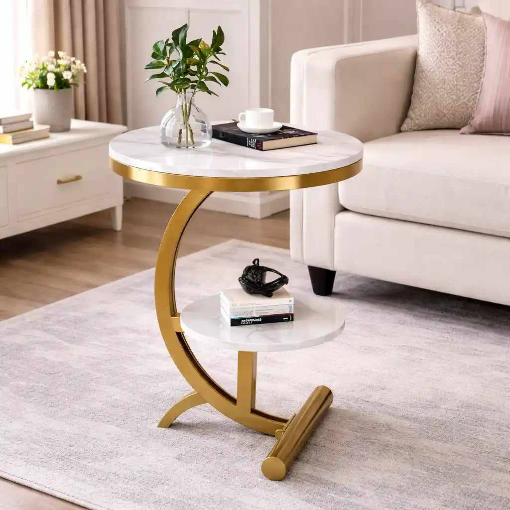 Two-Tier Stylish Round Contemporary Side Table