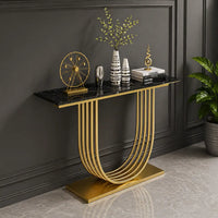 U-Shape Black Marble Golden Console Table