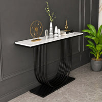 U-Shape White Marble Black Console Table