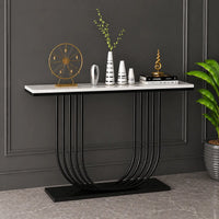 U-Shape White Marble Black Console Table