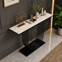 U-Shape White Marble Black Console Table