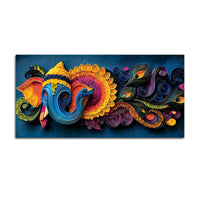 Unique Abstract Quilling Art Styled Lord Ganesha Canvas Wall Painting for Home & Office Decoration – Modern Spiritual Wall Decor
