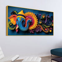 Unique Abstract Quilling Art Styled Lord Ganesha Canvas Wall Painting for Home & Office Decoration – Modern Spiritual Wall Decor