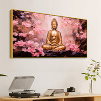 Unique Buddha Wall Painting with Cherry Blossom Theme
