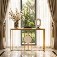 Urban Loft Rectangular White Marble Console Table