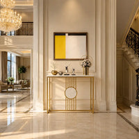 Urban Loft Rectangular White Marble Console Table