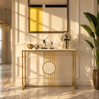 Urban Loft Rectangular White Marble Console Table