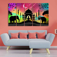 Vector Illustration Art Canvas Wall Painting of Five Pieces