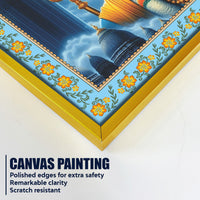 Veer Bajrangi Hanuman Floral Border Canvas Wall Painting